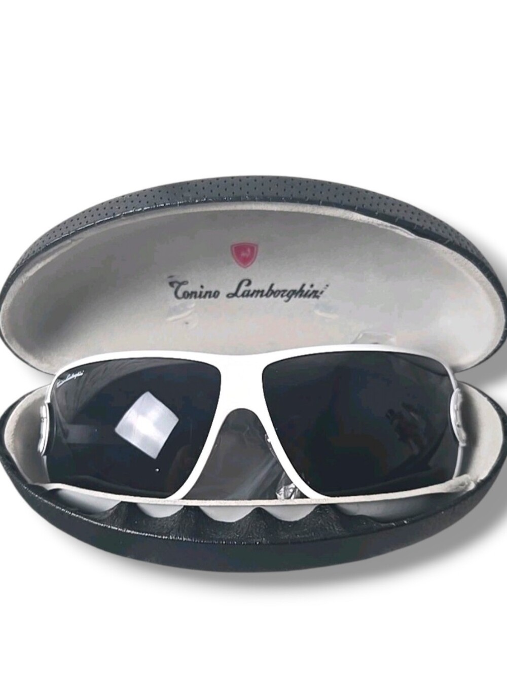 Rare Vintage Tonino Lamborghini Cataluna Col 5 White Sunglasses With Case Italy